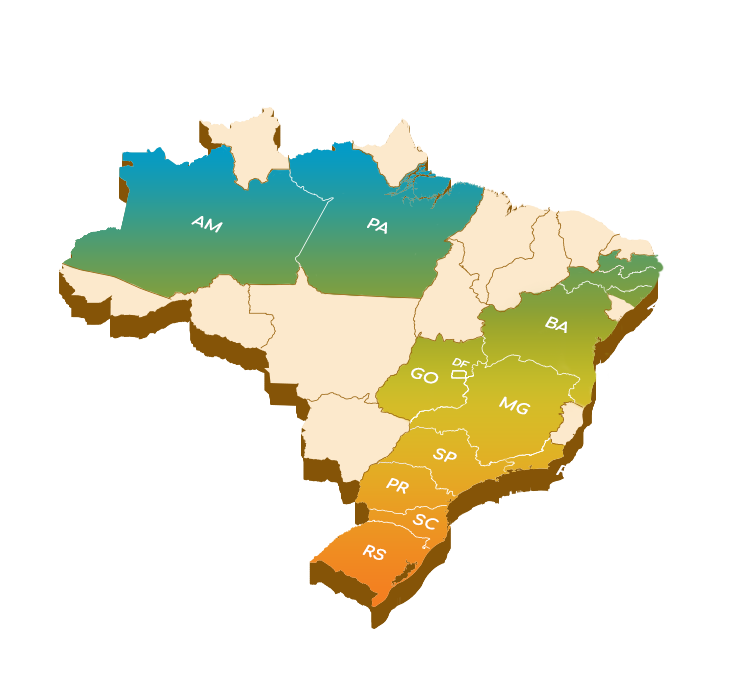 Mapa de atuação da Sensus no Brasil