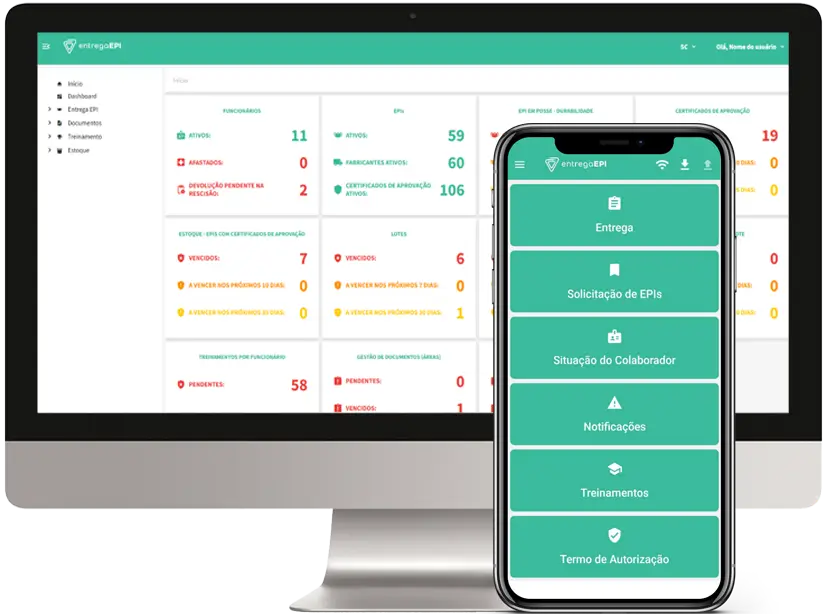 Sistema EntregaEPI em dispositivos